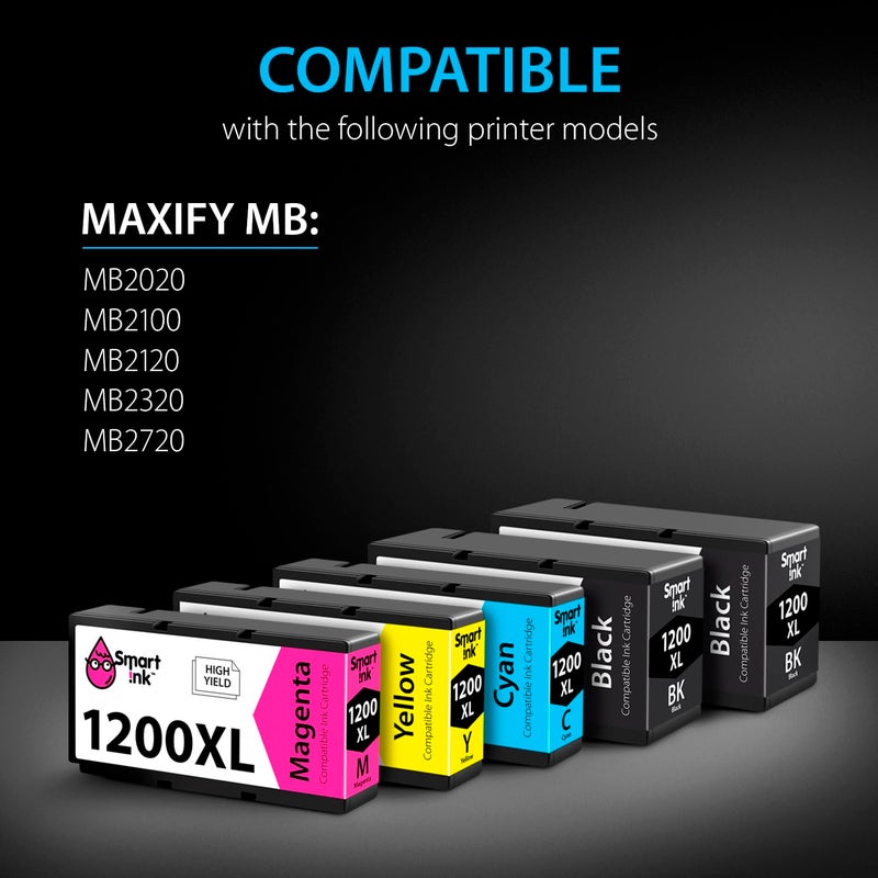 Smart Ink Compatible Ink Cartridge Replacement for Canon 1200 XL PGI 1200XL to use with MB2720 MB2020 MB2320 MB2120 Printers (2BK & C/M/Y 5 Pack Combo) - Image 2